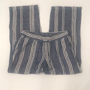 Old Navy Size M Women’s Striped Blue & White Linen Beachy Lounge Wide Leg Pants